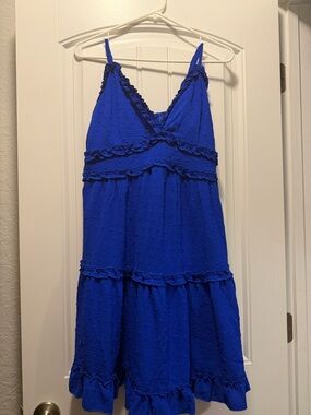 Women’s Ruffle Tiered V-Neck Sundress - Royal Blue